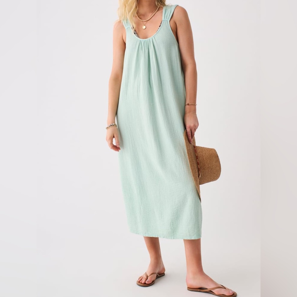Faherty Mint Green Sleeveless Midi Dress